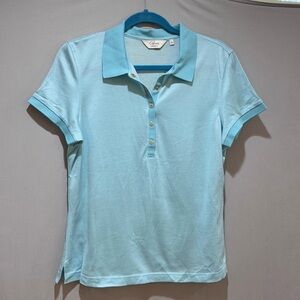 Clover by Bobby Jones Womens Golf Polo Shirt Clover Buttons NWOT Aqua Size L